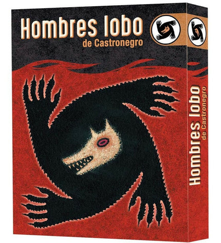 Asmodee Los Hombres Lobo de Castronegro educational game with colorful cards and game pieces on a table.