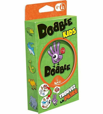 Asmodee Dobble Kids game with colorful circular cards for children’s matching and quick reaction fun.