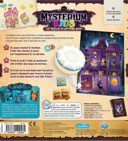 Asmodee Mysterium Kids board game featuring colorful game components and playful pirate theme for children.