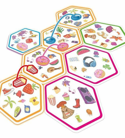 BigBuy Fun Dobble Connect game for children, colorful card game with matching symbols, fun toy for kids' entertainment.