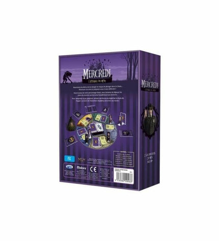 Asmodee Wednesday - The Hyde Attack board game with colorful game components and character cards on a game table.