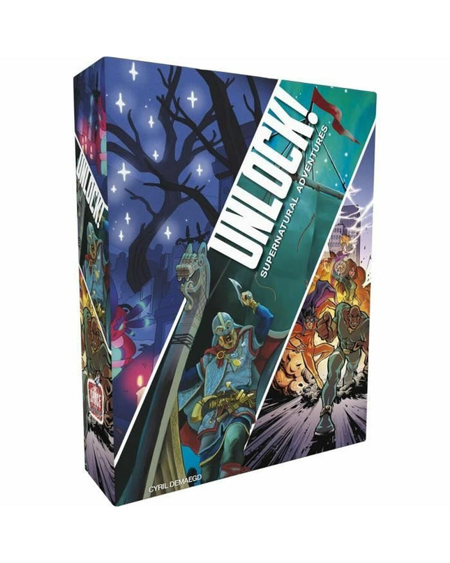Asmodee Unlock escape room game with colorful card and puzzle pieces for family and friends entertainment