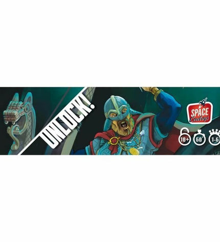 Asmodee Unlock board game box featuring colorful illustration, part of the popular escape room card game series.