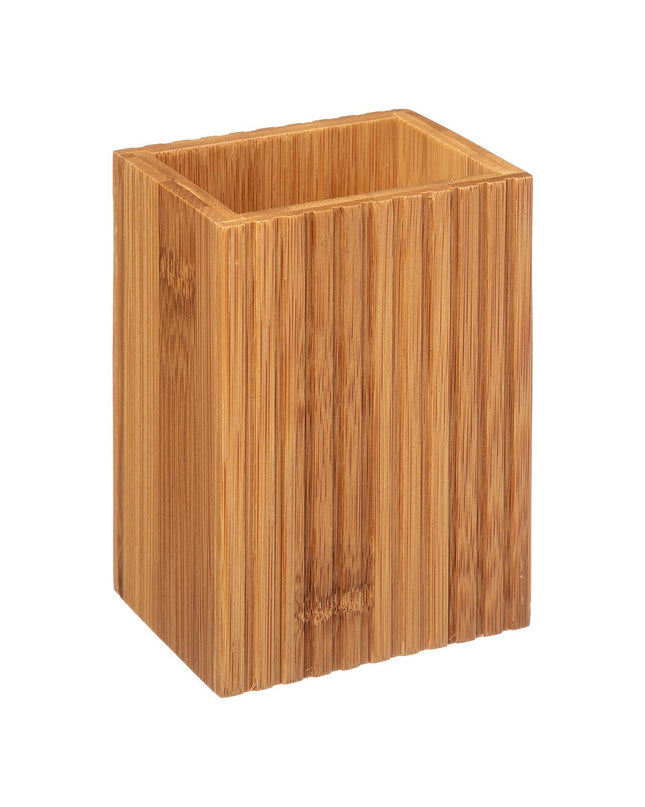 5five Simply Smart bamboo toothbrush holder for bathroom, compact design, fits multiple toothbrushes, made of sustainable bamboo wood