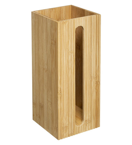 5five Simply Smart bamboo toilet roll holder in bathroom, wall-mounted design for easy access and modern style.