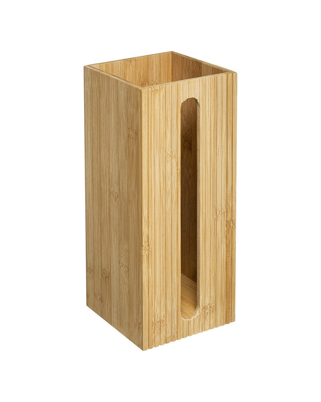 5five Simply Smart bamboo toilet roll holder in bathroom, wall-mounted design for easy access and modern style.