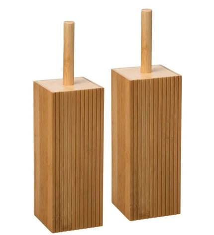 Toilet brush from 5five Simply Smart with bamboo handle, designed for bathroom use and stylish home cleaning.