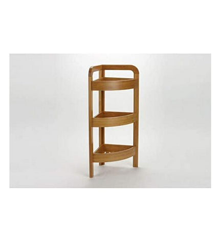 5five Simply Smart bathroom corner shelf in brown, 23x23x61 cm with three planks for organized storage.