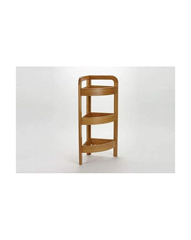 5five Simply Smart bathroom corner shelf in brown, 23x23x61 cm with three planks for organized storage.