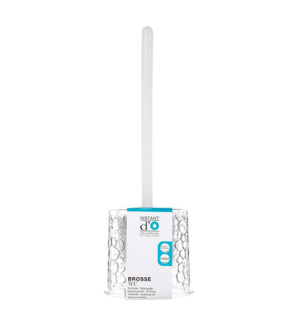 Transparent plastic toilet brush from 5five Simply Smart with a sleek design, suitable for bathroom cleaning.
