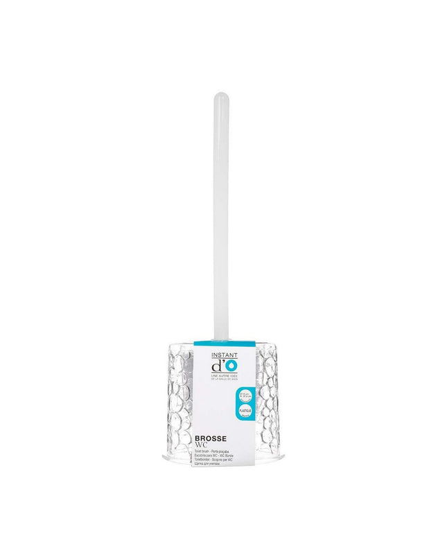 Transparent plastic toilet brush from 5five Simply Smart with a sleek design, suitable for bathroom cleaning.