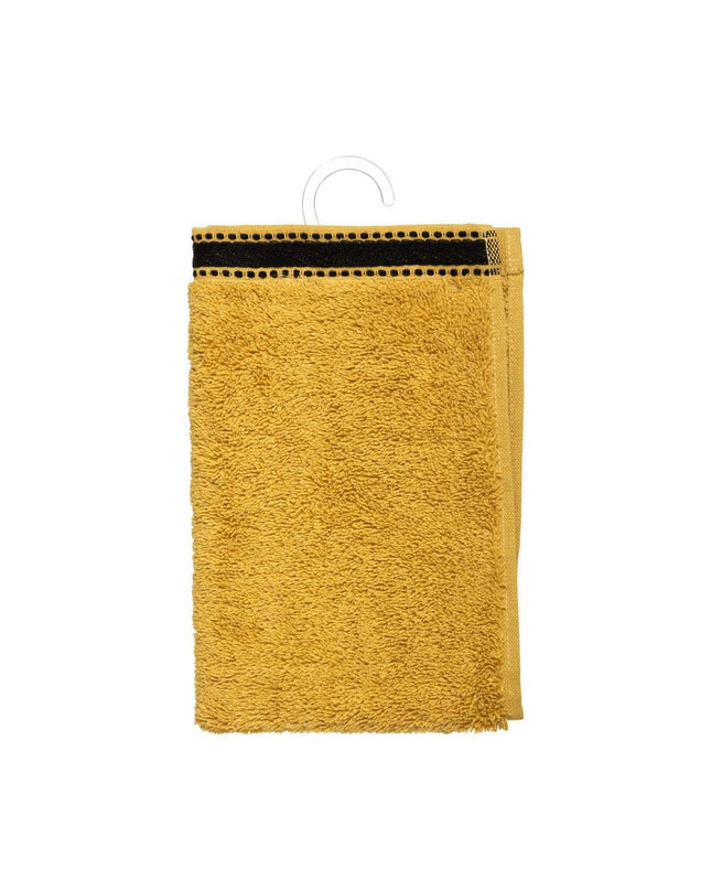 Yellow 5five Simply Smart Premium cotton hand towel, 30x50 cm, soft and absorbent for home and bathroom use.