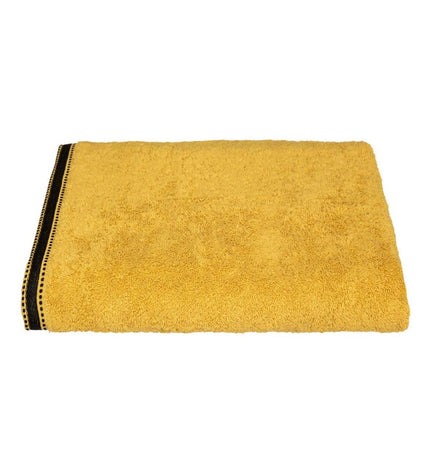 5five Simply Smart premium mustard bath towel, 100x150 cm, made of soft cotton, ideal for home and kitchen use.