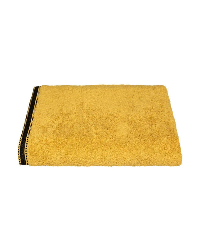5five Simply Smart premium mustard bath towel, 100x150 cm, made of soft cotton, ideal for home and kitchen use.