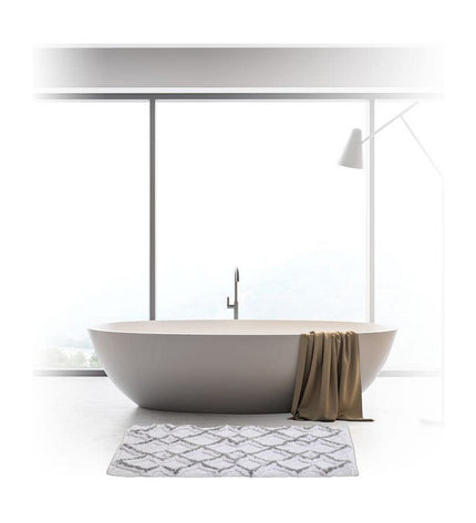 Gray 5five Simply Smart cotton bath mat, 50x75 cm, soft and absorbent for bathroom use.