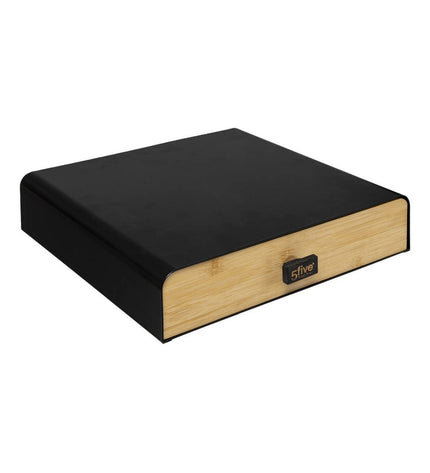 5five Simply Smart black coffee capsule organizer in metal with 33x31x7.5 cm size, for kitchen storage of coffee and tea capsules.