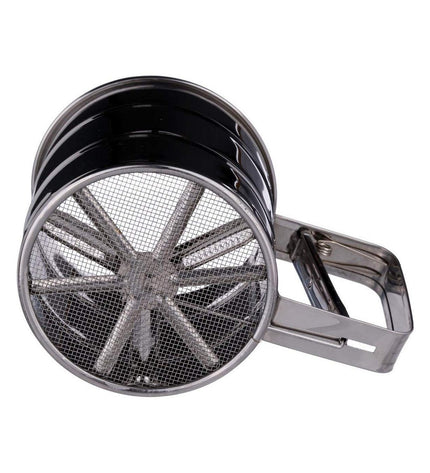 Stainless steel Zeef Secret de Gourmet 10.5x9x16 cm for baking and cooking, with a fine mesh and sturdy handle.