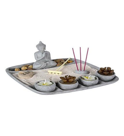 Atmosphera grey cement garden statue, 24x24x12 cm, outdoor decoration featuring a decorative garden sculpture in a neutral grey finish.