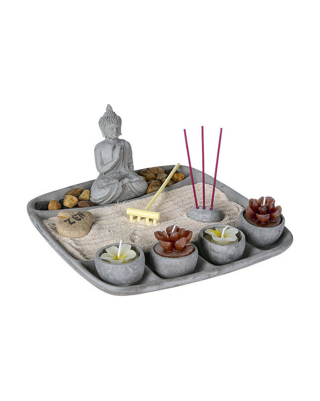 Gray cement garden statue by Atmosphera, outdoor decorative sculpture measuring 24x24x12 cm for garden decoration.