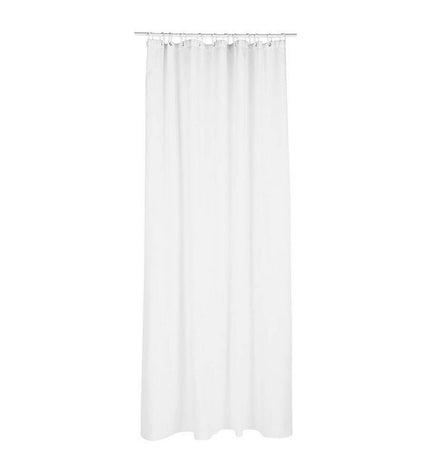 White polyester shower curtain from 5five Simply Smart, 180x200 cm, designed for bathroom use with simple, elegant style.