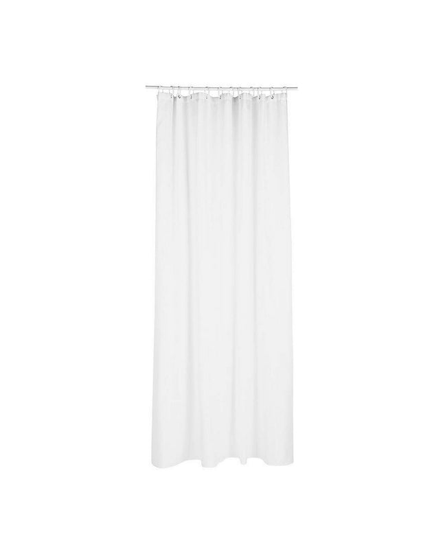 White polyester shower curtain from 5five Simply Smart, 180x200 cm, designed for bathroom use with simple, elegant style.