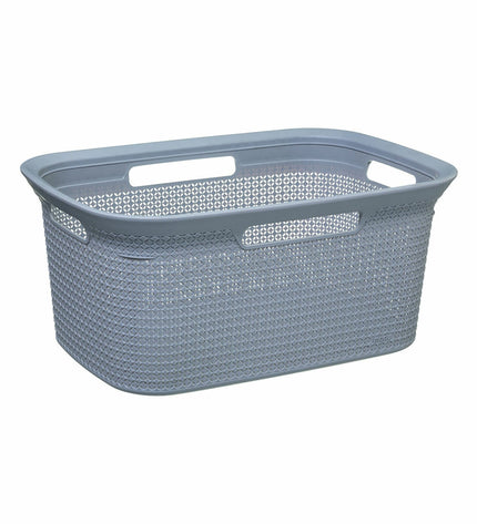 Gray 5five Simply Smart laundry basket made of polypropylene, 59x41x27.5 cm, 45-liter capacity for home storage and organization.