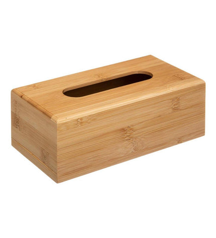 5five Simply Smart bamboo tissue box holder, 25x13x8.7 cm, designed for bathroom or household use, with a sleek, modern look.