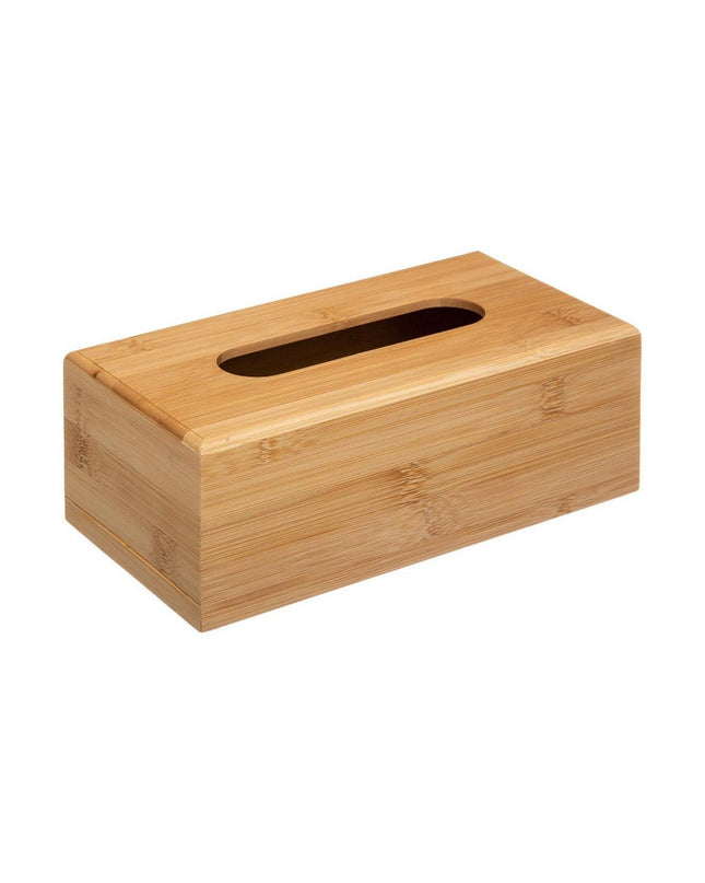 5five Simply Smart bamboo tissue box holder, 25x13x8.7 cm, designed for bathroom or household use, with a sleek, modern look.
