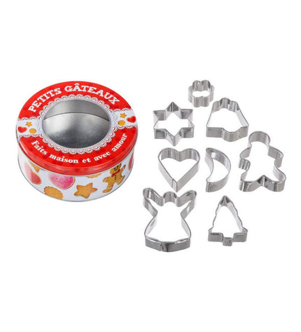 Secret de Gourmet cookie mold set with 8 parts, ideal for baking and decorating cookies in a home kitchen.