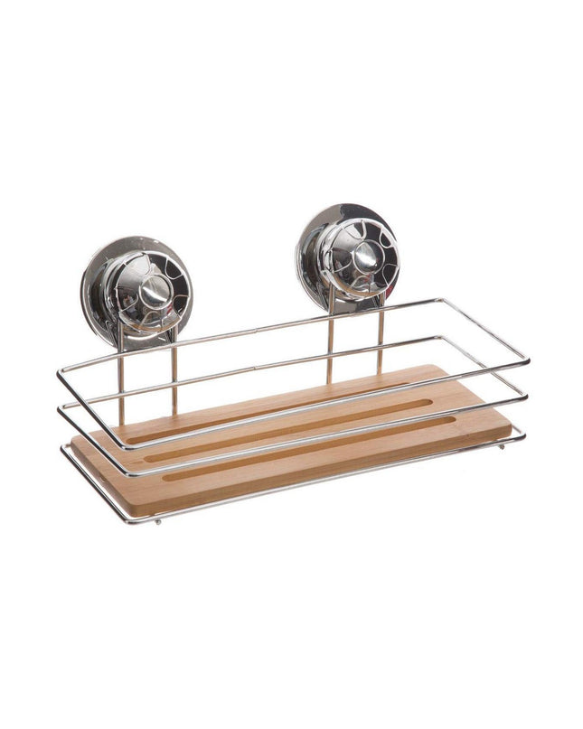 Metal bathroom organizer holder by 5five Simply Smart, designed for kitchen and bath storage, with multiple compartments for toiletries.