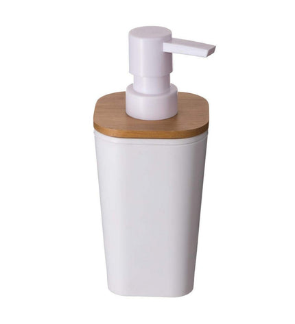 5five Simply Smart Natureo white soap dispenser for bathroom and kitchen, sleek modern design, plastic material.