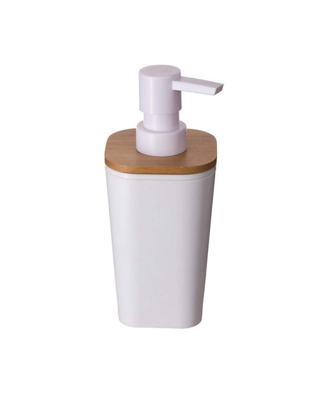 5five Simply Smart Natureo white soap dispenser for bathroom and kitchen, sleek modern design, plastic material.