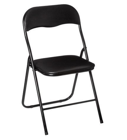 Atmosphera black kitchen chair with 44x44x79.5 cm dimensions, featuring a modern design and sturdy frame for home and cooking spaces.