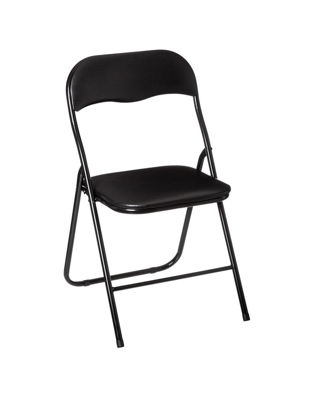 Atmosphera black kitchen chair with 44x44x79.5 cm dimensions, featuring a modern design and sturdy frame for home and cooking spaces.