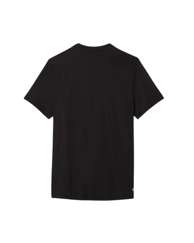 Black Lacoste Core Performance men's tennis T-shirt with short sleeves, sporty fit, and Lacoste logo on the chest.