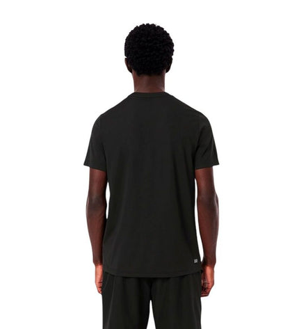 Lacoste men's black short-sleeve tennis t-shirt from Core Performance collection, sporty and breathable for outdoor tennis play.