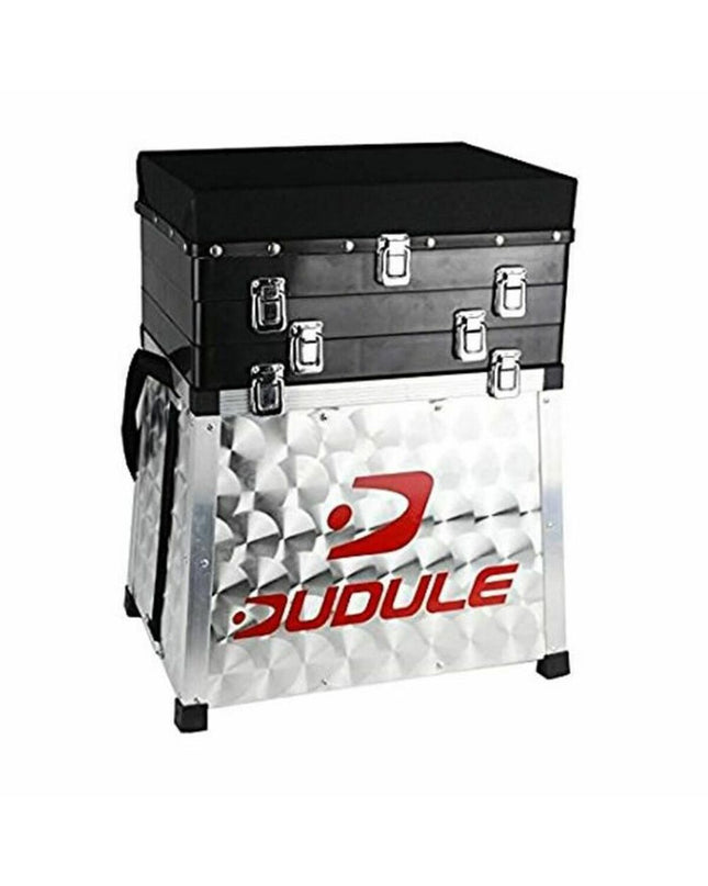 DUDULE Opbergbak with 3 compartments for sport, outdoor, and fishing gear, shown with open compartments and storage space.