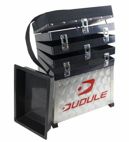 DUDULE sport outdoor fishing storage box with three compartments, compact and durable for organizing fishing gear.