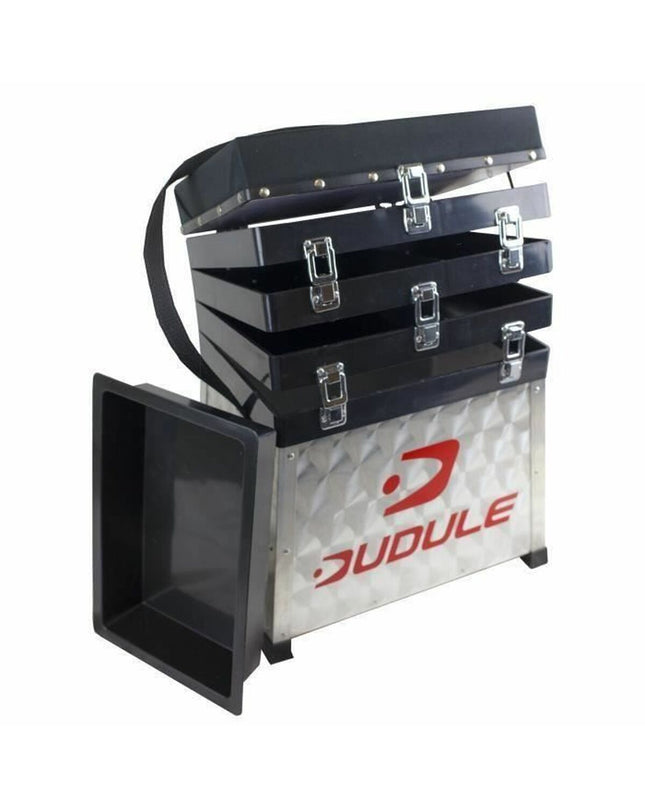 DUDULE sport outdoor fishing storage box with three compartments, compact and durable for organizing fishing gear.
