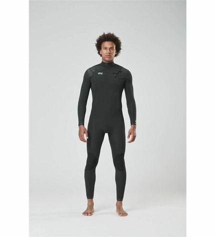 Picture Neoprene Equation 3/2 wetsuit for men, black, designed for watersport and outdoor activities, with a snug fit and flexible material.