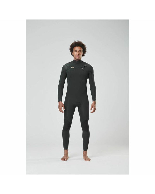 Picture Neoprene Equation 3/2 wetsuit for men, black, designed for watersport and outdoor activities, with a snug fit and flexible material.