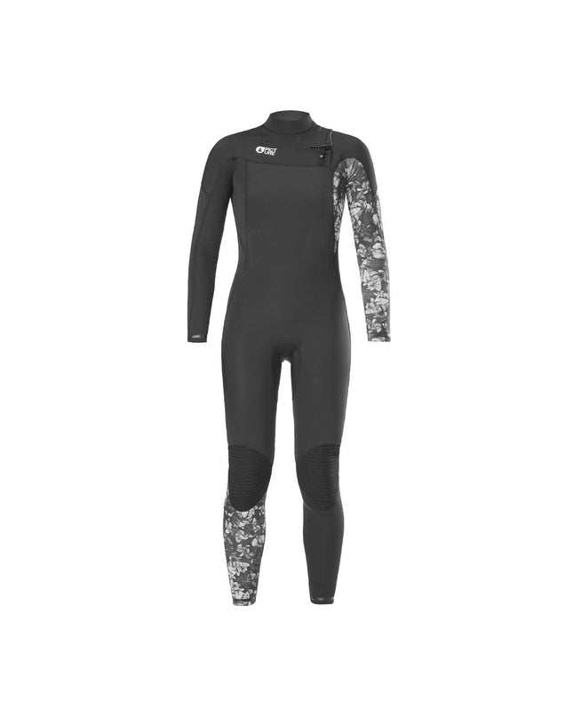 Black neoprene wetsuit from Picture for water sports and outdoor activities, shown on a model in a watersport setting.