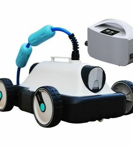 Bestway NOONOO automatic pool cleaner for garden pools, jacuzzis, and pool accessories in a backyard setting.