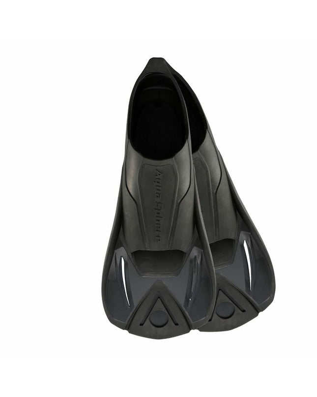 Aqua Sphere Microfin snorkeling fins in black size 44-45, outdoor watersport gear for swimming and snorkeling activities.