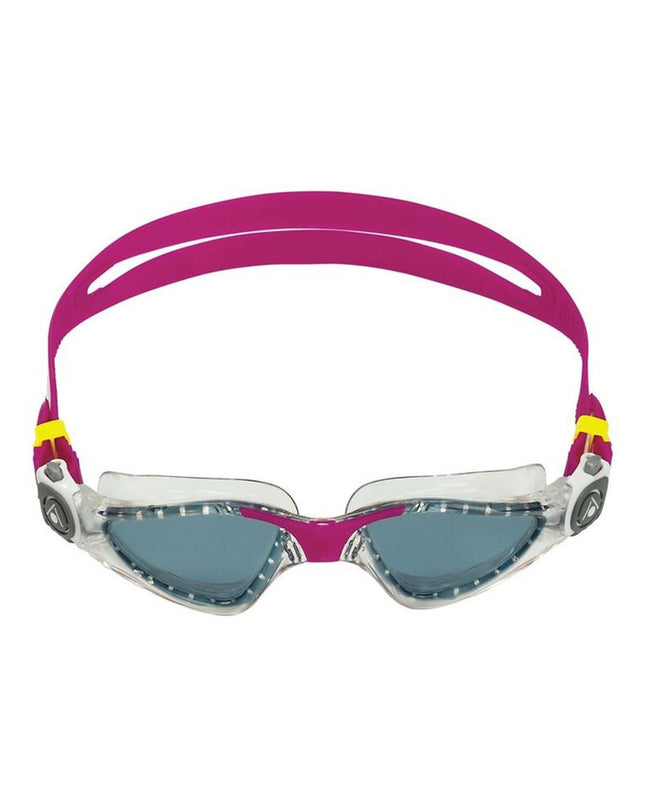 Aqua Sphere Kayenne small pink swimming goggles for watersports and outdoor swimming, with dark pink lenses and adjustable strap.