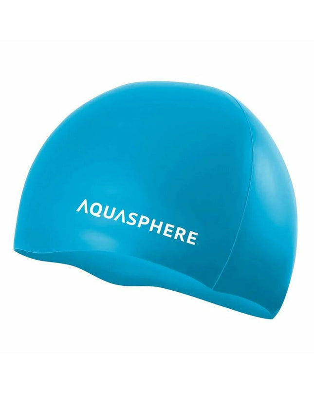Blue Aqua Sphere sports swim cap for watersport and outdoor activities, made for comfortable fit and durability.