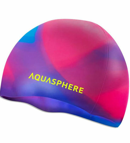 Purple Aqua Sphere swim cap for water sports, made for comfort and performance in outdoor aquatic activities.