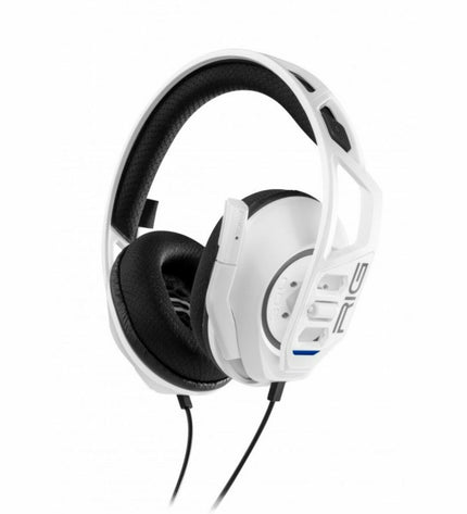 Nacon RIG 300 PRO HS white gaming headset with microphone, designed for plug-and-play console gaming, featuring cushioned ear cups.