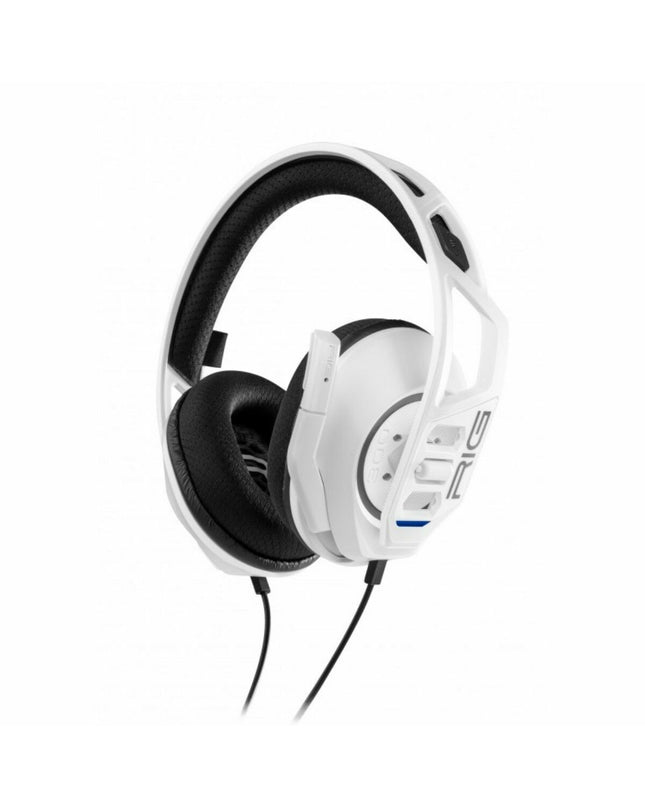 Nacon RIG 300 PRO HS white gaming headset with microphone, designed for plug-and-play console gaming, featuring cushioned ear cups.