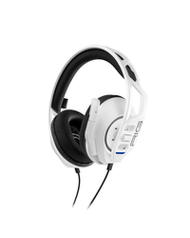 Nacon RIG 300 PRO HS white gaming headset with microphone, designed for plug-and-play console gaming, showing the headset close-up